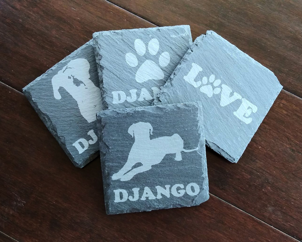 Etched Slate Coasters - Personalized