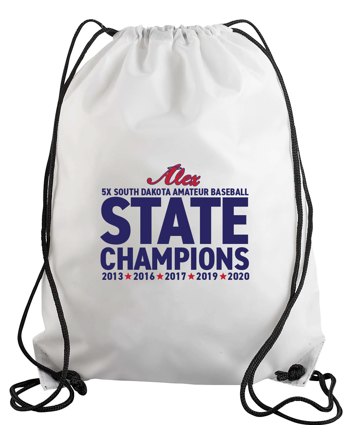 White SD State Champions Alex Angels Drawstring Backpack