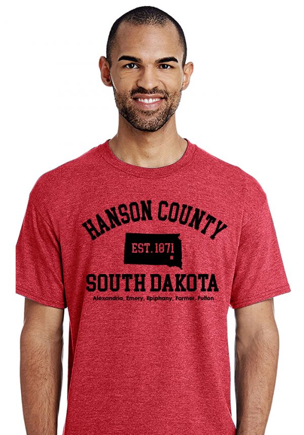 Red Hanson County, SD (South Dakota) Tshirt - 150 Years Tribute!