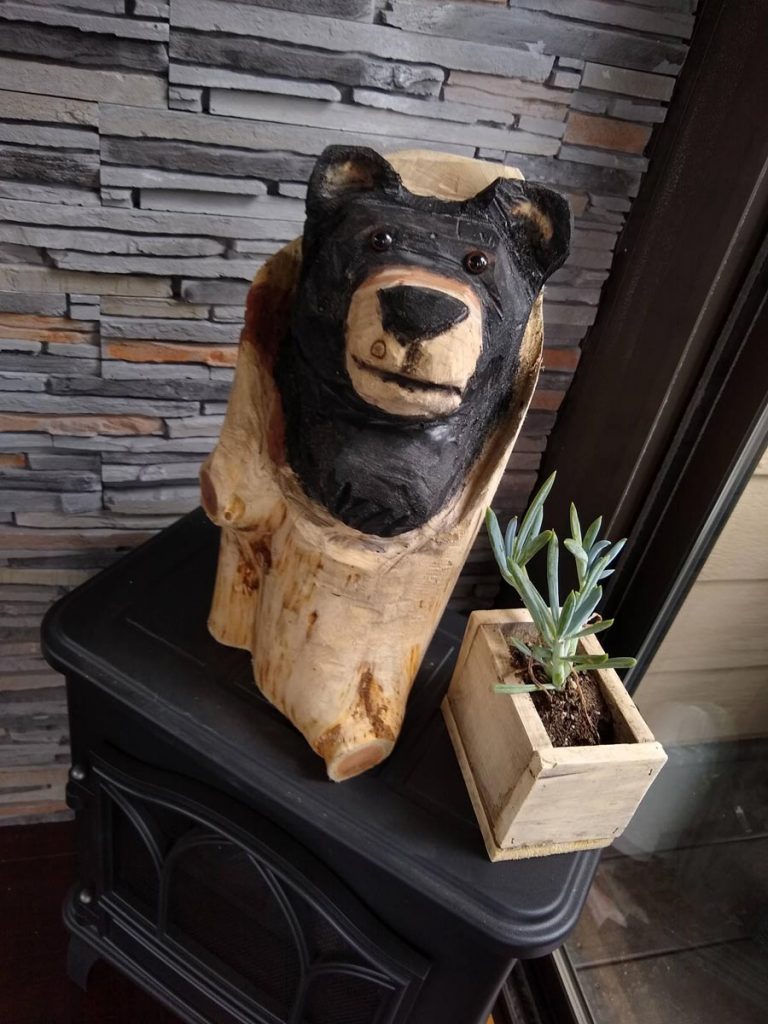 chainsaw carved cedar bear