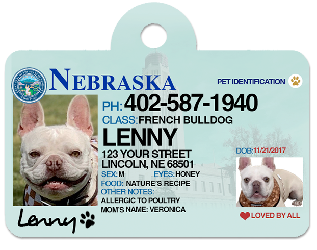 sublimation dog tag - Nebraska