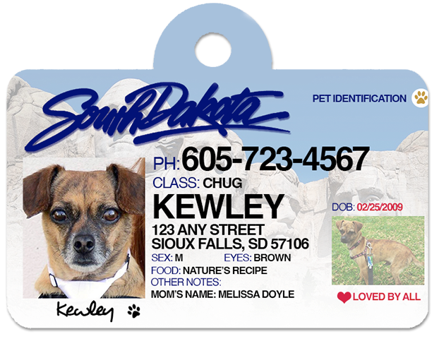 sublimation dog tag - South Dakota