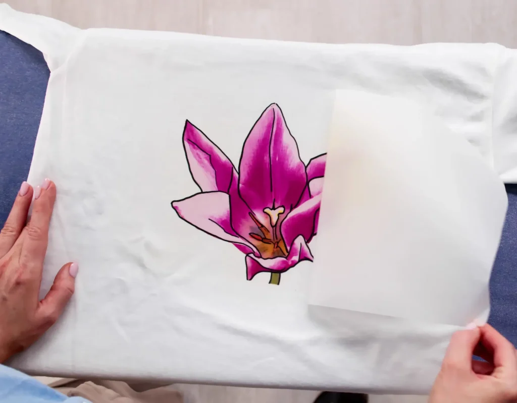 DTF transfer film on shirt