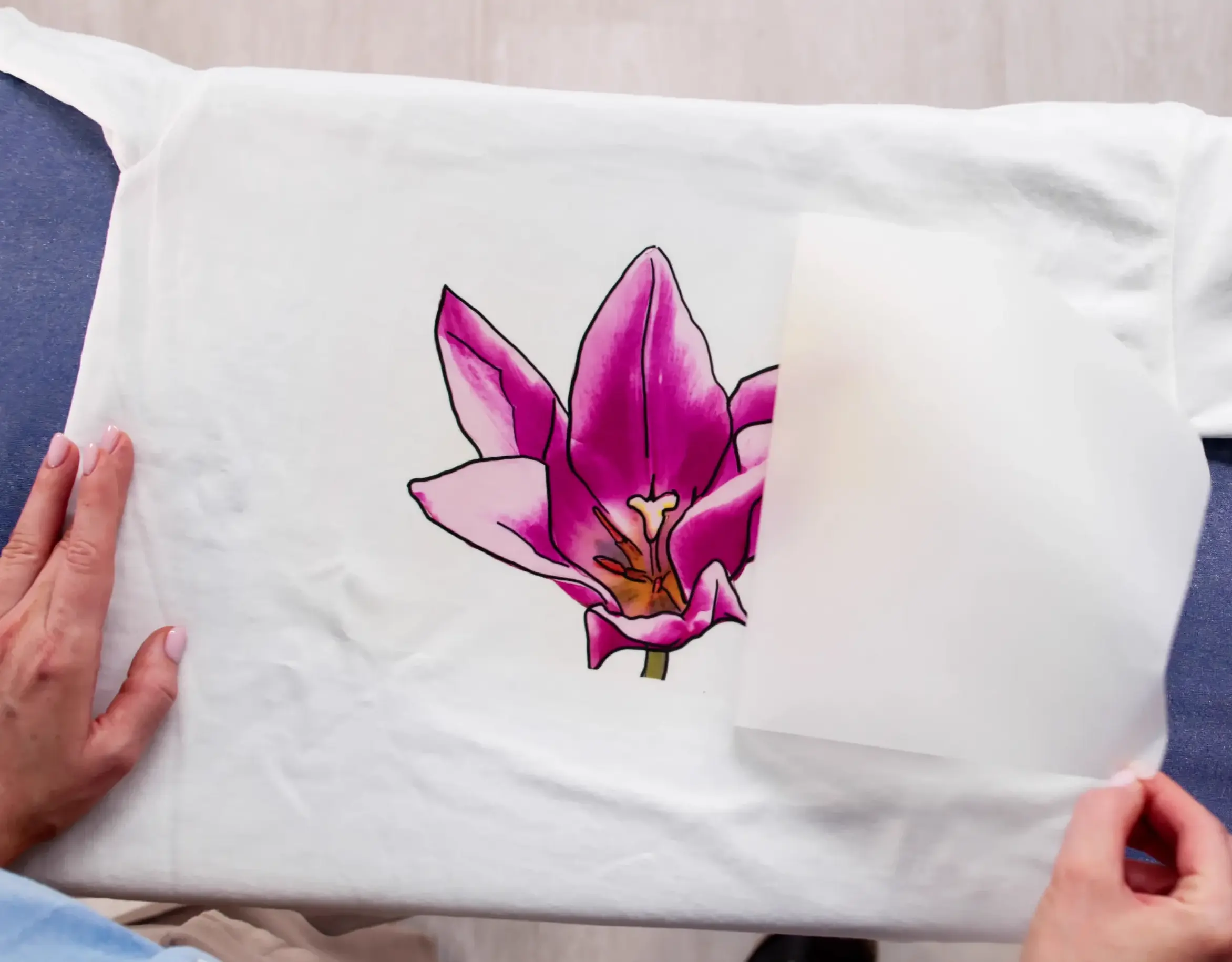 DTF transfer film on shirt