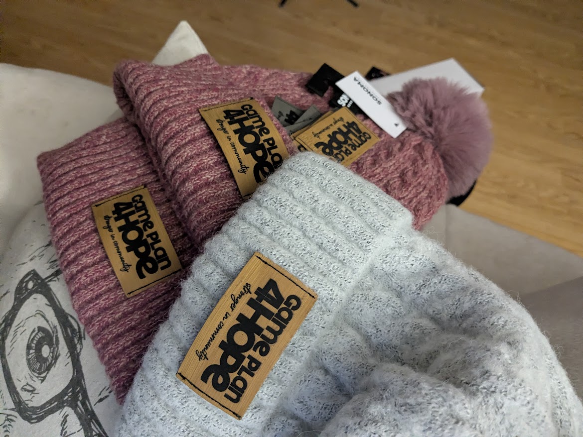 laser engraved hat patches on stocking caps